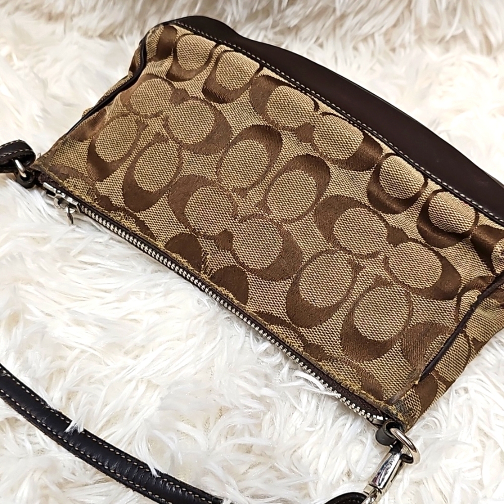 Coach Bags Signature Jacquard Canvas Leather Demi Shoulder Hand Bag - Picture 3 of 16